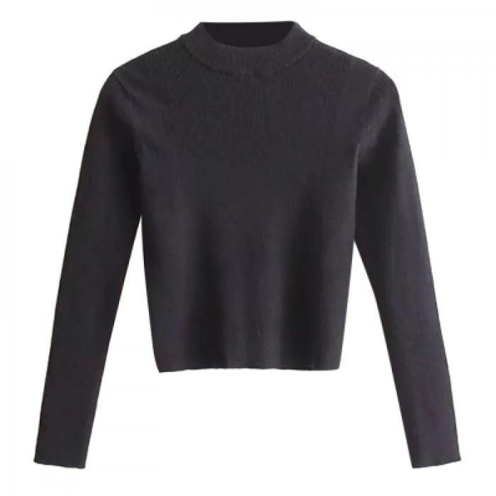 Mock Neck Long Sleeve Cropped Sweater