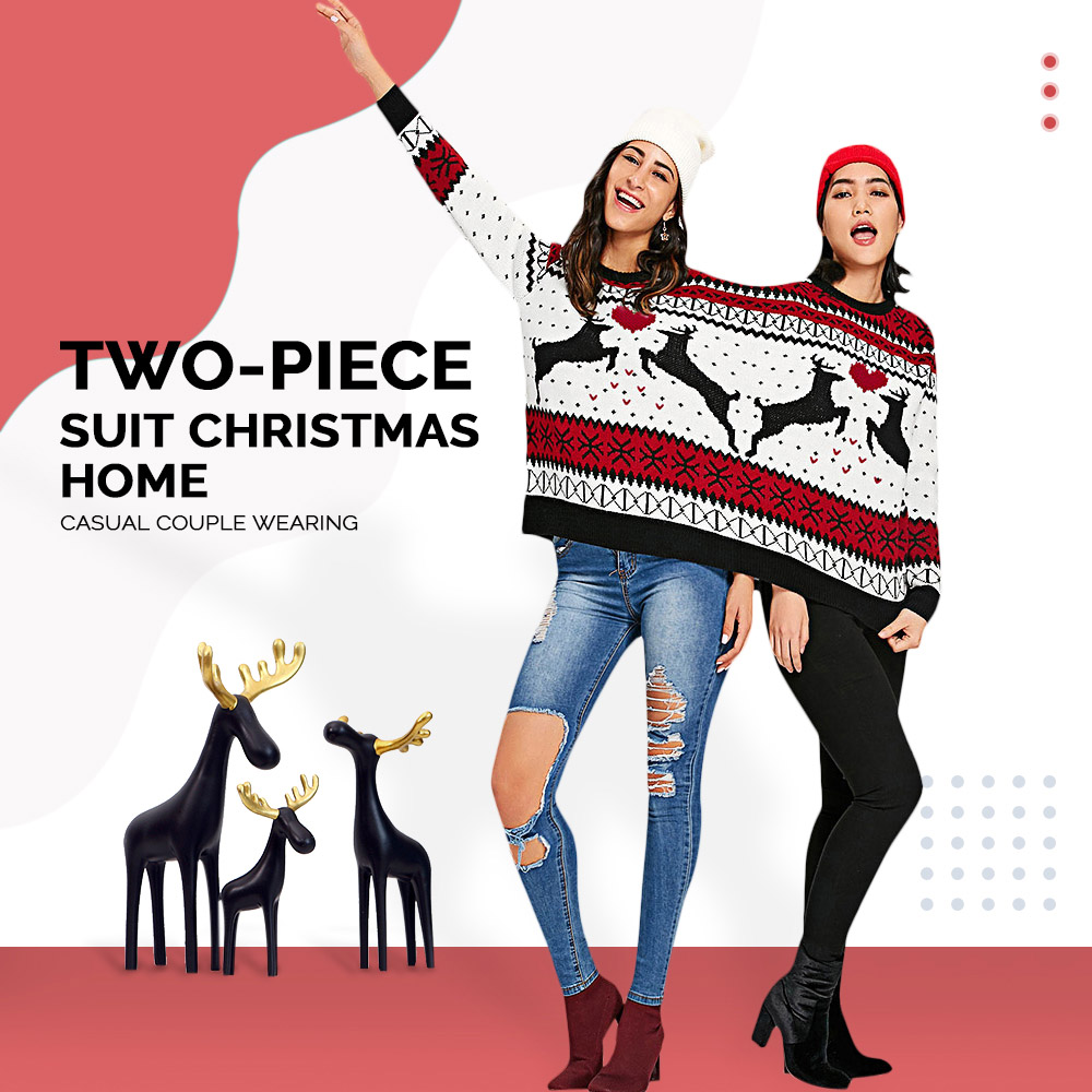 Two-piece Suit Christmas Home Casual Couple Wearing 