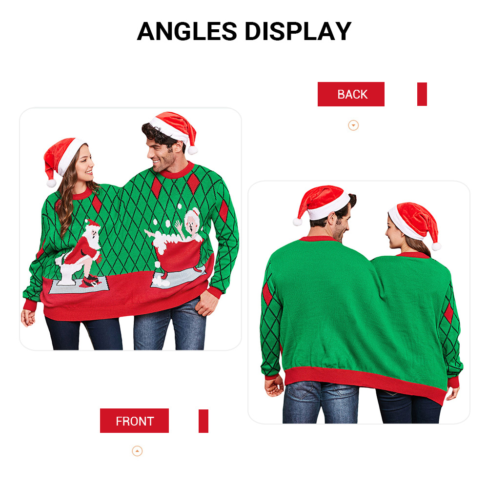 Siamese Christmas Sweater Pullover Round Neck Long Sleeve